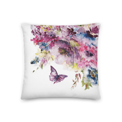 Watercolor Floral and Butterfly 1 Throw Pillow