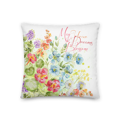 Herb Blossom Meadow-May Your Dreams Blossom Throw Pillow