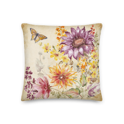 Wild Sunflower Meadow Square 1 Premium Pillow