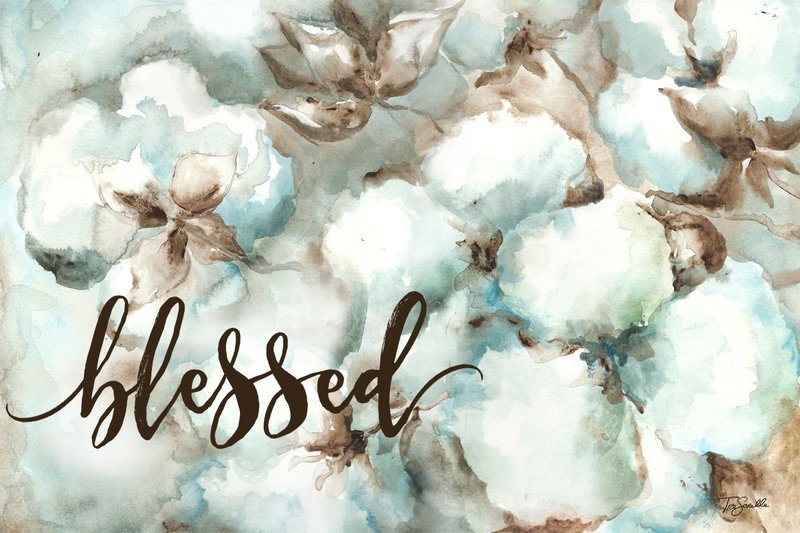 Watercolor Cotton Boll Painting &quot;blessed&quot;