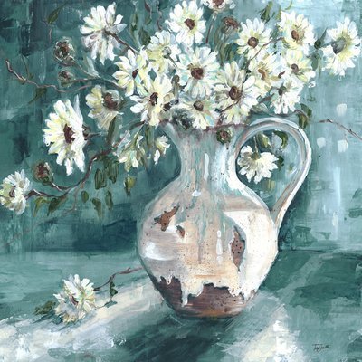 Daisies in Farm Pitcher Still Life Square