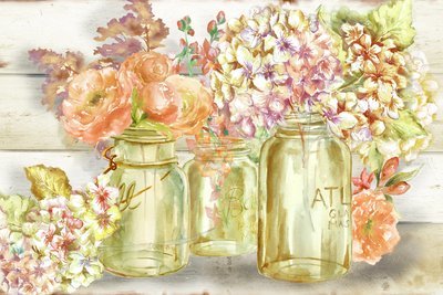 Colorful Flowers in Mason Jars Autumn Colors