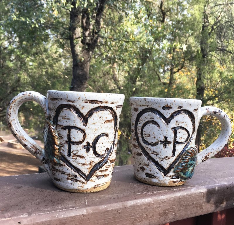 Personalized Hand-Carved Aspen/Birch Ceramic 16 oz Stoneware Mug
