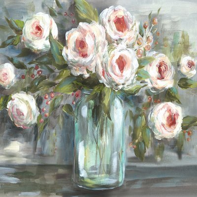 Blooms in Mason Jar Full Square Canvas