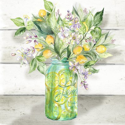 Citrus Branches and Blossoms in Mason Jar Square