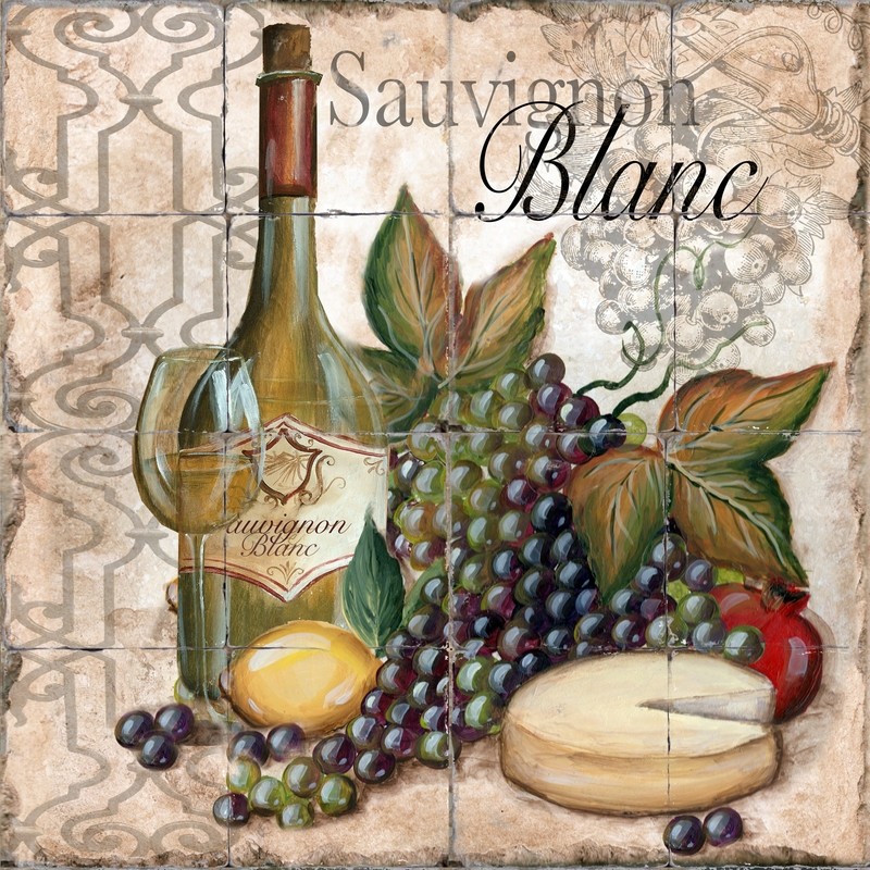&quot;Grape Cluster Savingnon Blanc&quot; Printed Tile Mural