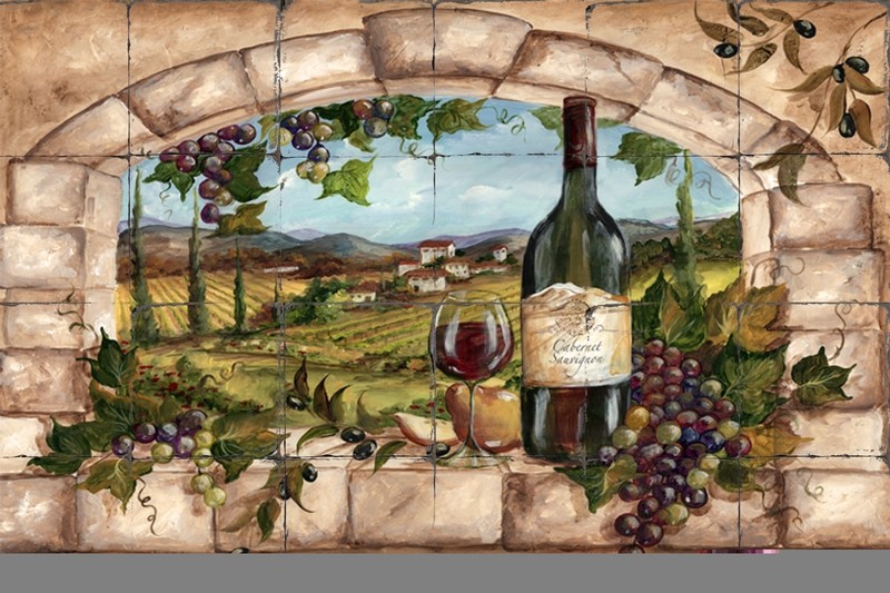 &quot;Tuscan Grape Arch&quot; Printed Tile