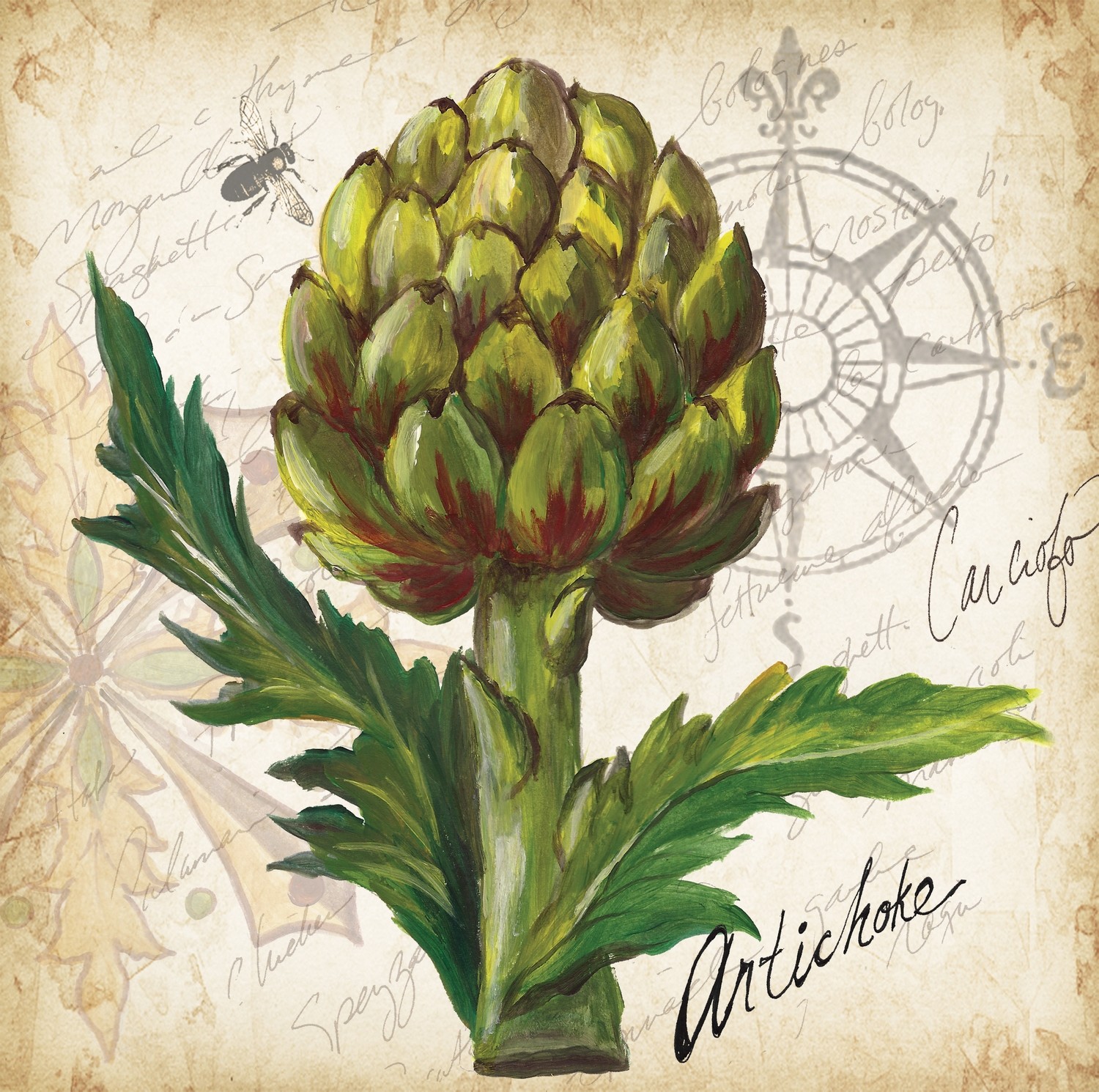 &quot;Artichoke Deco&quot; Printed Accent Tile