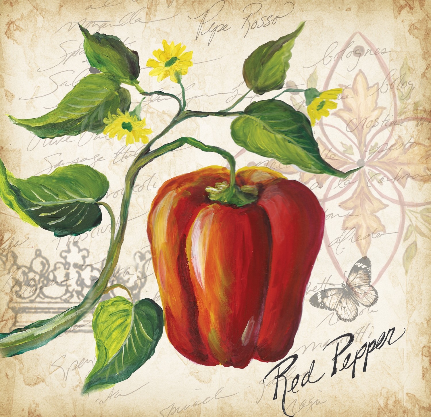 &quot;Red Pepper Deco&quot; Printed Accent Tile