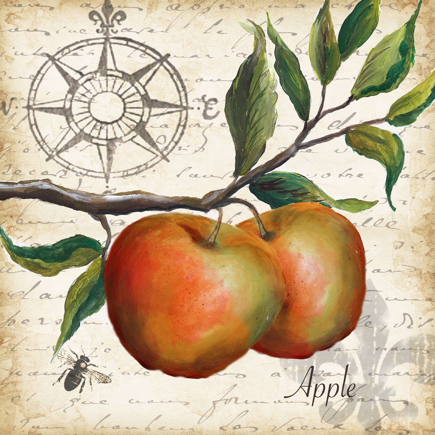 &quot;Apple Deco&quot; Printed Accent Tile