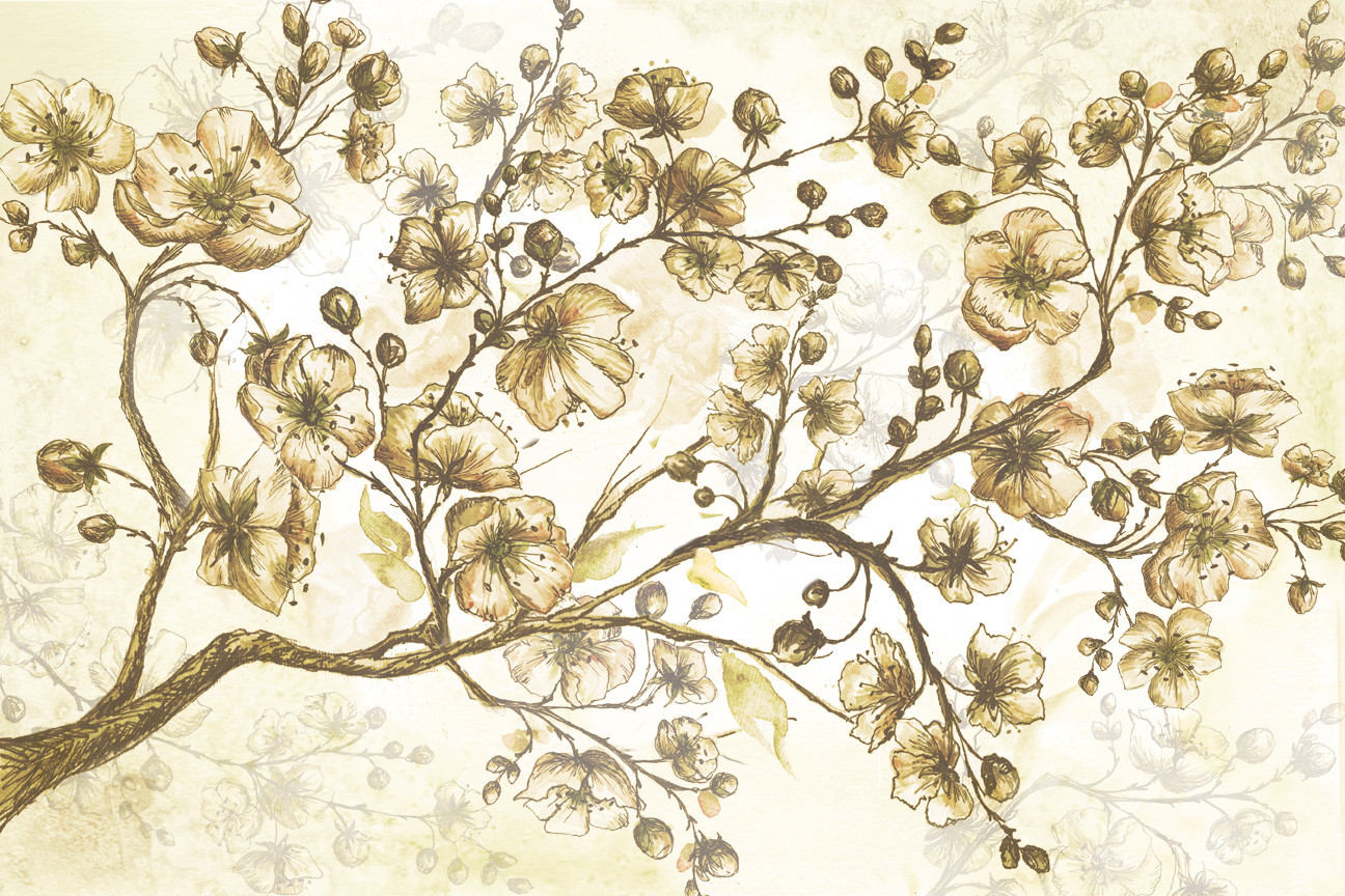 Cherry Blossom Sketch Neutral Golds