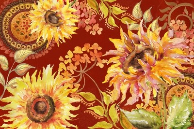 Bohemian Sunflowers on Red
