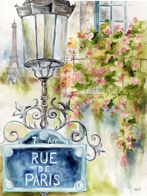 Paris Street Corner &quot;Rue de Paris&quot; Watercolor