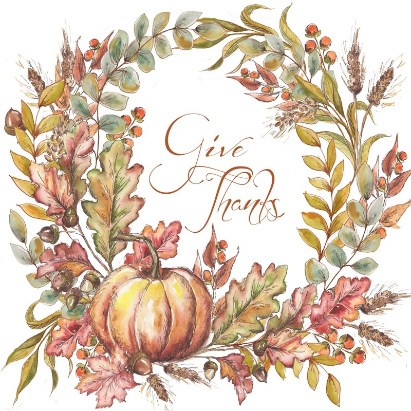 Harvest Pumpkin Wreath Give Thanks