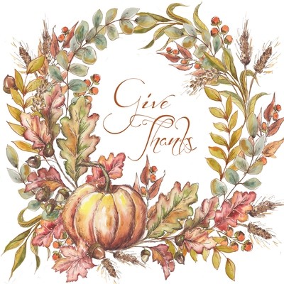 Harvest Bohemian Wreath with Give Thanks Sentiment