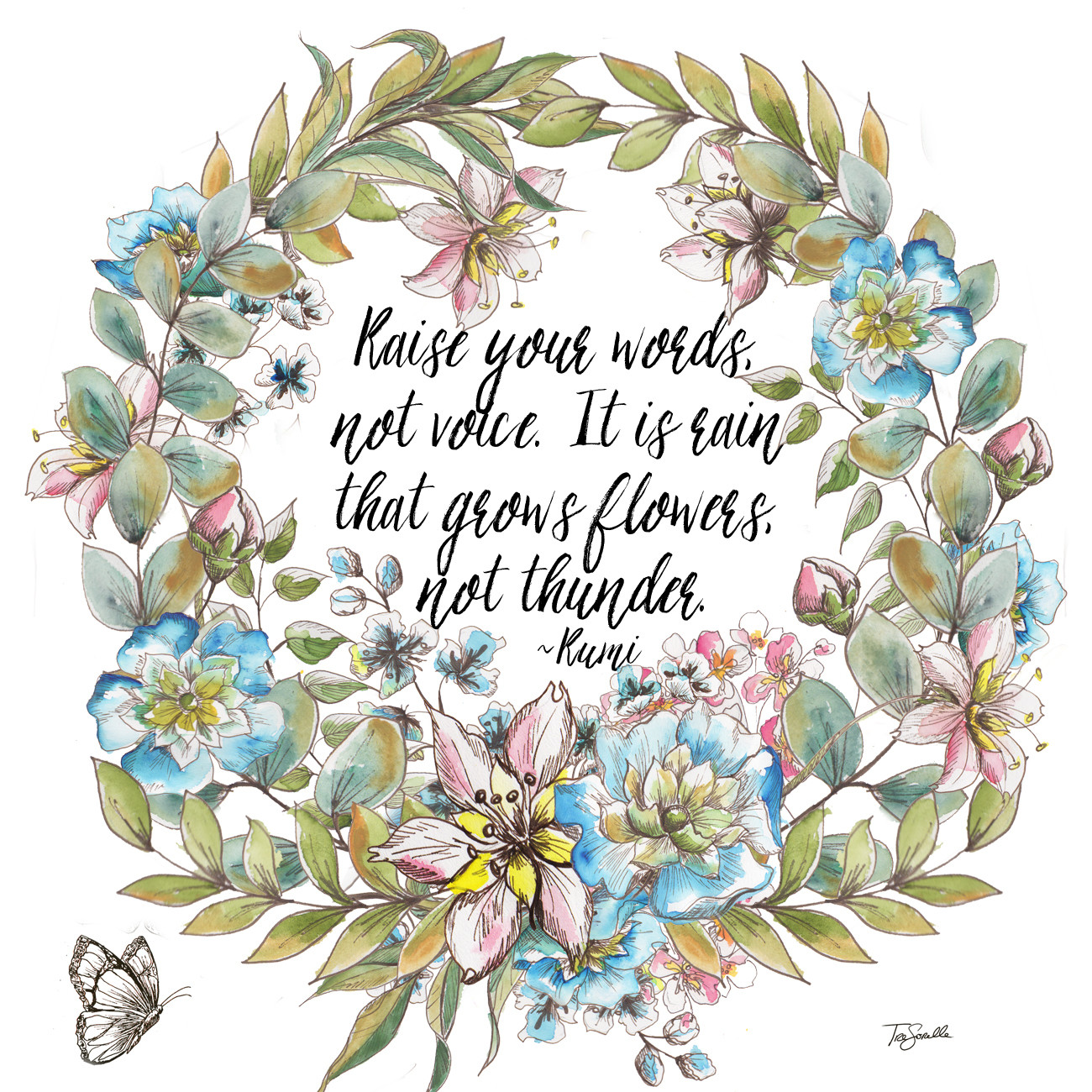 Bohemian Wreath with Rumi Sentiment