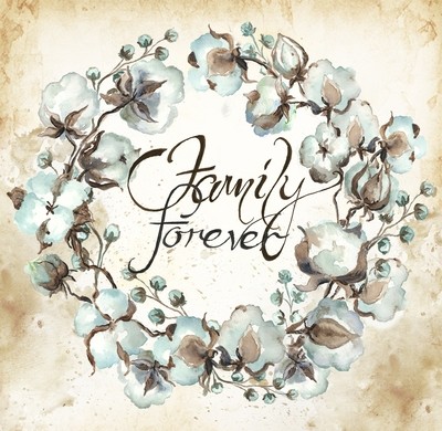 Cotton Boll Wreath with Family Forever Sentiment