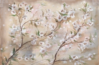 Cherry Blossoms on taupe background