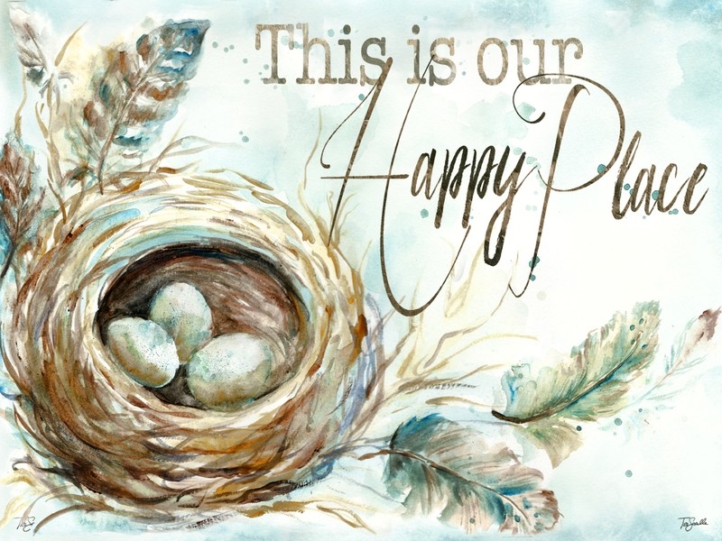 Watercolor Nest &quot;This is our Happy Place&quot; Landscape