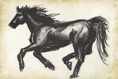 Charcoal Running Horse