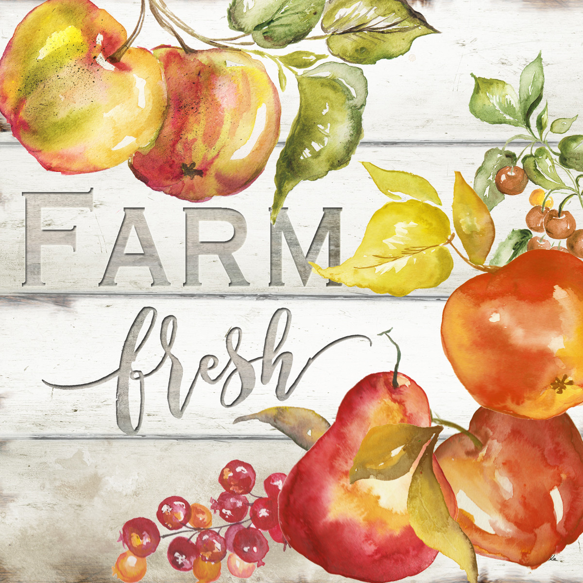 &quot;Farm Fresh&quot; Apples against Shiplap background Watercolor