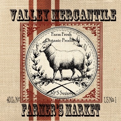 Burlap Grain Sack Farm Animals Sheep~ Red and Black
