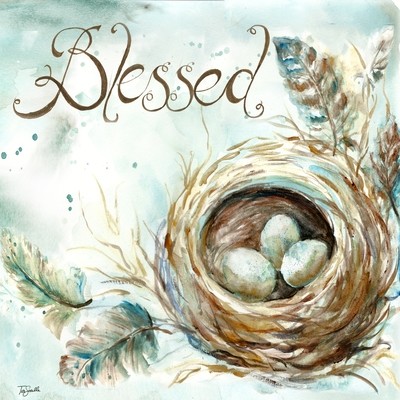 Watercolor Nest &quot;Blessed&quot; Square