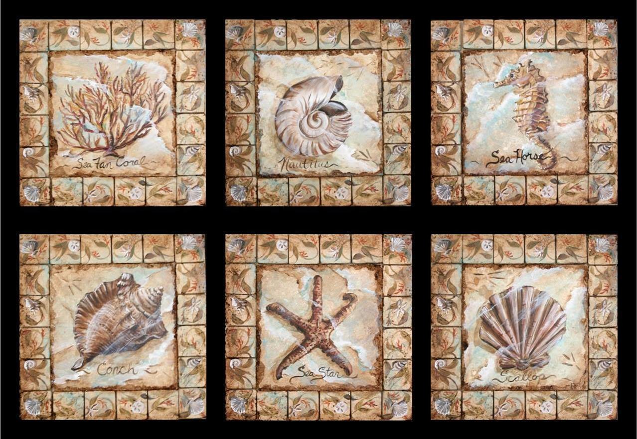 &quot;Sea Life&quot; 6&quot; Accent Tile w/ 2&quot; Border