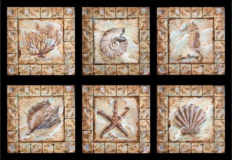 &quot;Sea Life&quot; 6&quot; Accent Tile w/ 2&quot; Border