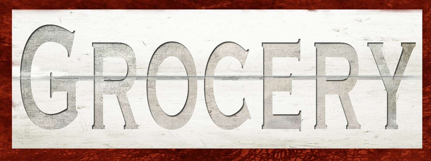 &quot;Grocery&quot; sign on Shiplap background
