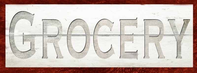 &quot;Grocery&quot; sign on Shiplap background