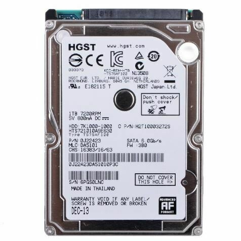 HGST 1TB SATA6 2.5" 7200RPM Hard Drive                                              B1D211