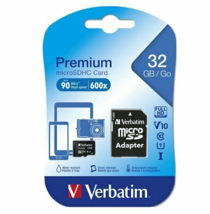 Verbatim 32GB Micro SD Flash Card w/ Adapter Model 44083    B1E105