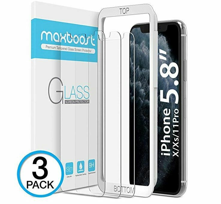 Maxboost Screen Protector for Apple iPhone Xs &amp; iPhone X &amp; iPhone 11 Pro (Clear, 3 Packs) 0.25mm   B1M212
