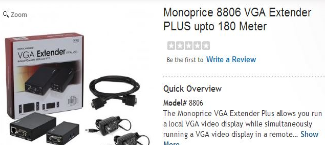 MONOPRICE  VGA Extender W/AUDIO OVER UTP 590FT. MAX                                       B1E605