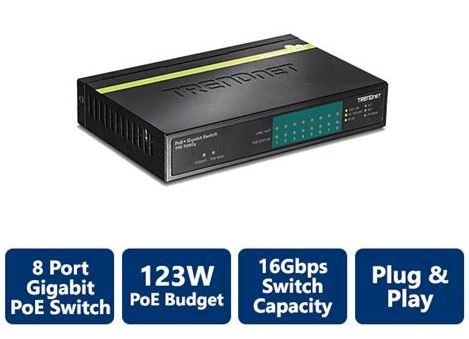 TRENDnet 8-Port Gigabit GREENnet PoE+ Switch                  B1A112