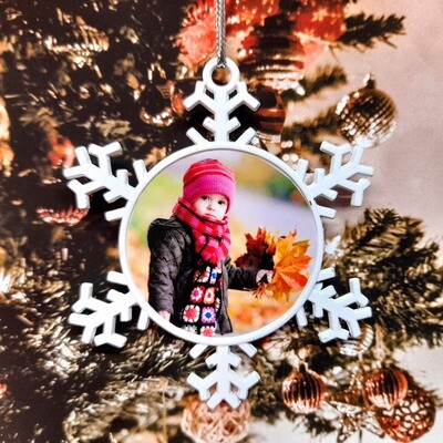 Hópehely alakú Karácsonyfa dísz, saját képpel