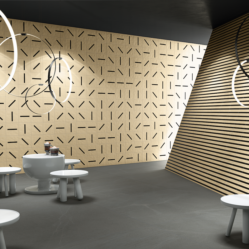 POPY Beige Diagonal | Textura: Mate | Azulejo Porosa Pasta blanca Diseño