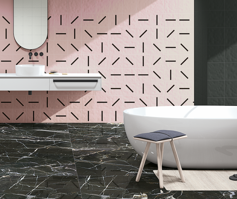 POPY Rosa Diagonal | Textura: Mate | Azulejo Porosa Pasta blanca Diseño