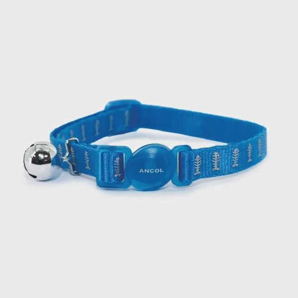 Cat Collar Safety Buckle Reflective Fish Blue