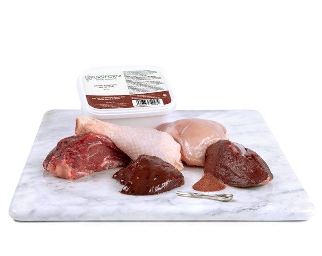 Purrform Beef Trim with Chicken &amp; Ground Bone with Ox Heart &amp; Beef Liver 450g Kitten