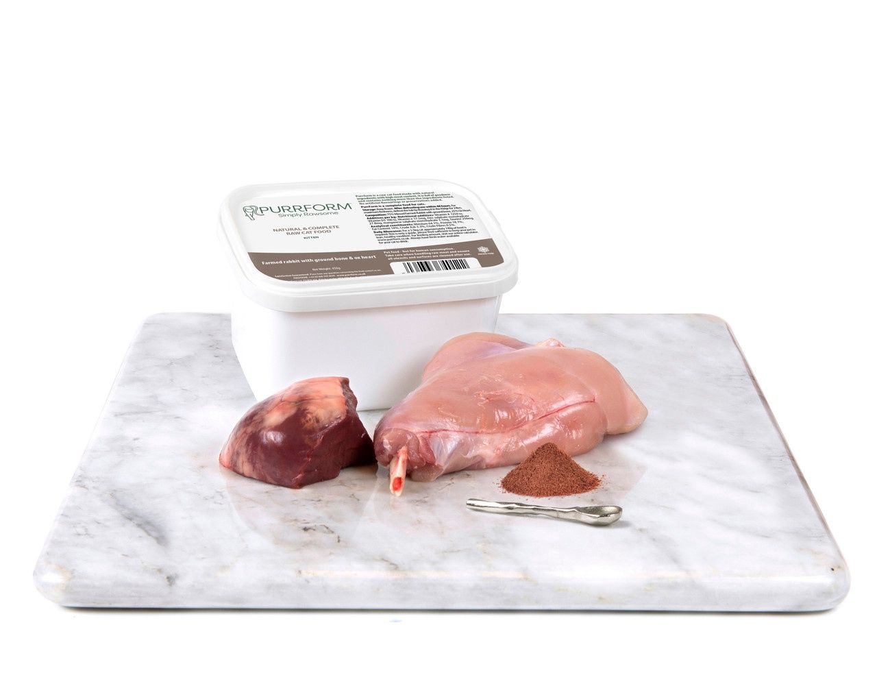 Purrform Farmed Rabbit with Ground Bone &amp; Ox Heart 450g Kitten