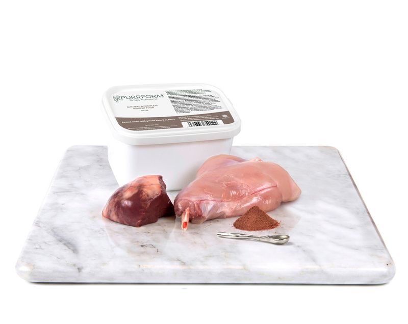 Purrform Farmed Rabbit with Ground Bone &amp; Ox Heart 450g Kitten
