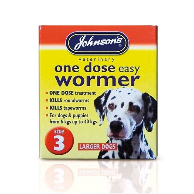 Johnsons One Dose Easy Wormer for Large Dog Size 3 Johnsons One Dose Easy Wormer for Large Dog Size 3