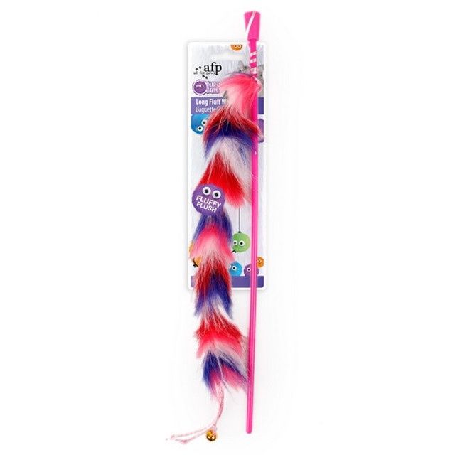 All For Paws Furry Ball Long Fluffy Red Wand