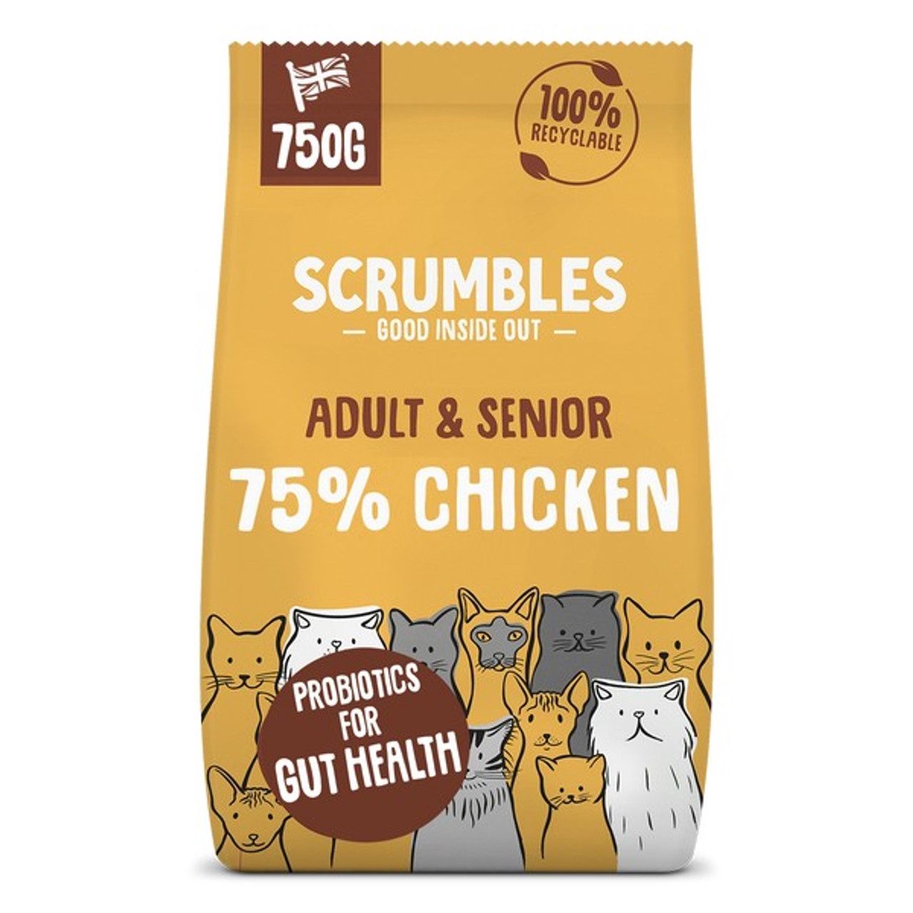 Scrumbles Dry Cat Food Adult Chicken 750g