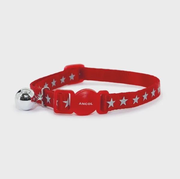 Safety Buckle Cat Collar Reflective Star Red