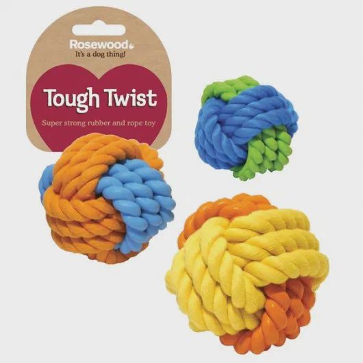 Tough Twist Rubber &amp; Rope Ball 9cm