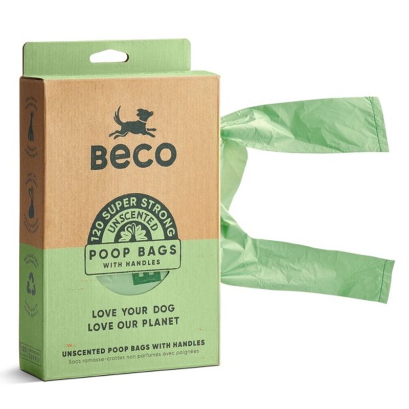 Beco Unscented Recycled Poop Bags with Handles x120 Pack Beco Unscented Recycled Poop Bags with Handles x120 Pack