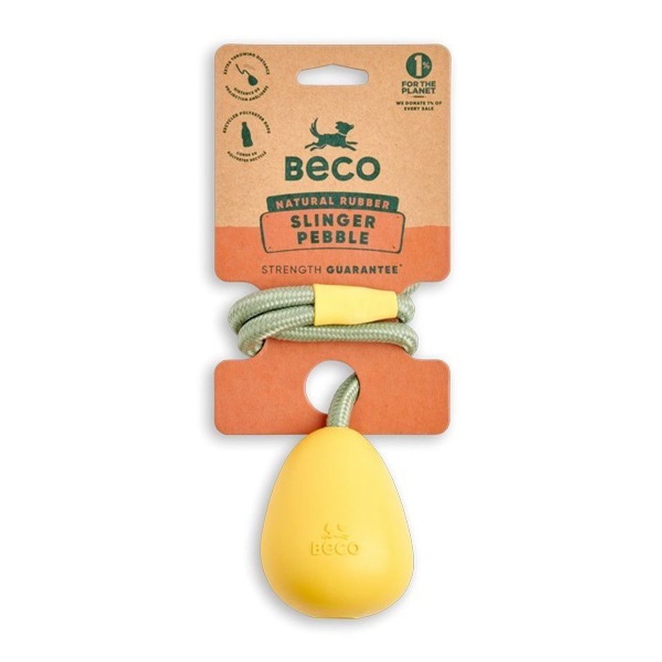 Beco Natural Rubber Pebble Slinger Dog Toy Yellow